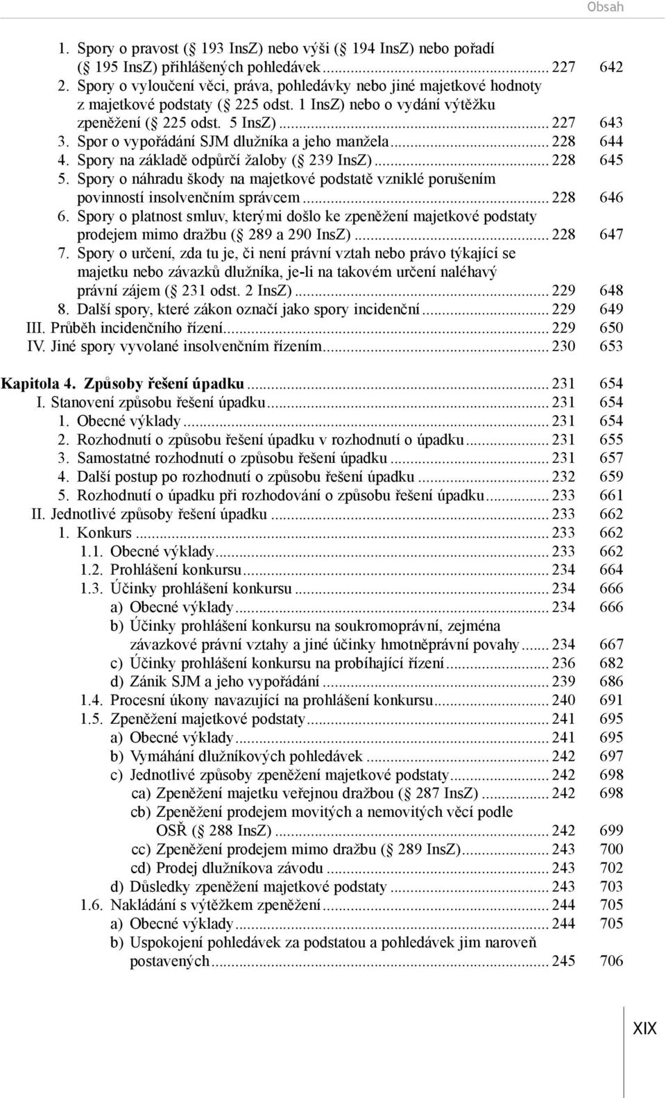 Spor o vypořádání SJM dlužníka a jeho manžela... 228 644 4. Spory na základě odpůrčí žaloby ( 239 InsZ)... 228 645 5.