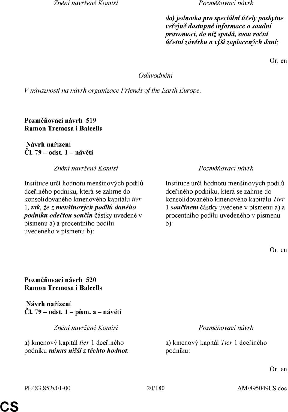 1 návětí Instituce určí hodnotu menšinových podílů dceřiného podniku, která se zahrne do konsolidovaného kmenového kapitálu tier 1, tak, že z menšinových podílů daného podniku odečtou součin částky