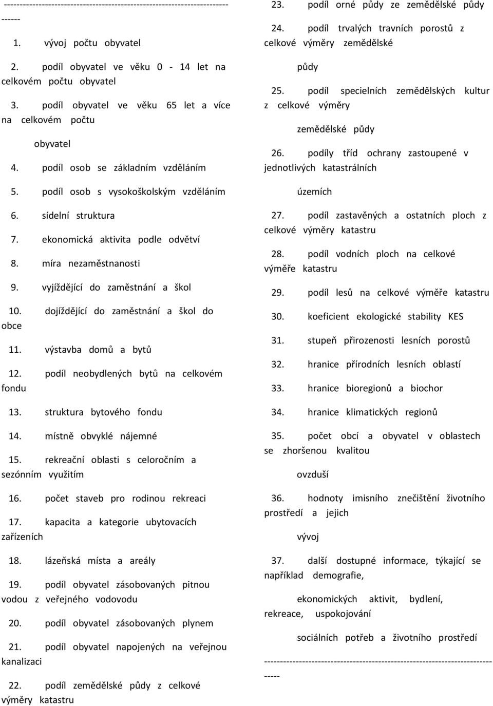 ekonomická aktivita podle odvětví 8. míra nezaměstnanosti 9. vyjíždějící do zaměstnání a škol 10. dojíždějící do zaměstnání a škol do obce 11. výstavba domů a bytů 12.