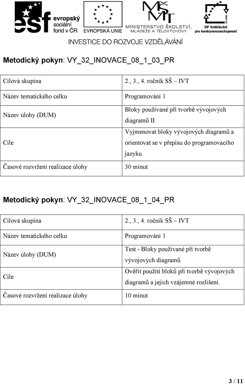 Metodický pokyn: VY_32_INOVACE_08_1_04_PR Test - Bloky používané při tvorbě vývojových