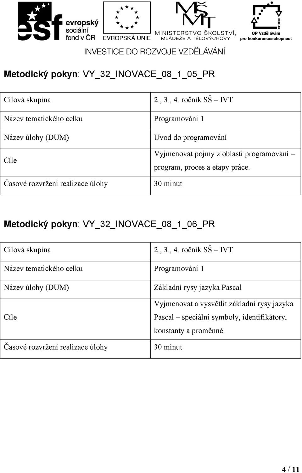 Metodický pokyn: VY_32_INOVACE_08_1_06_PR Základní rysy jazyka Pascal