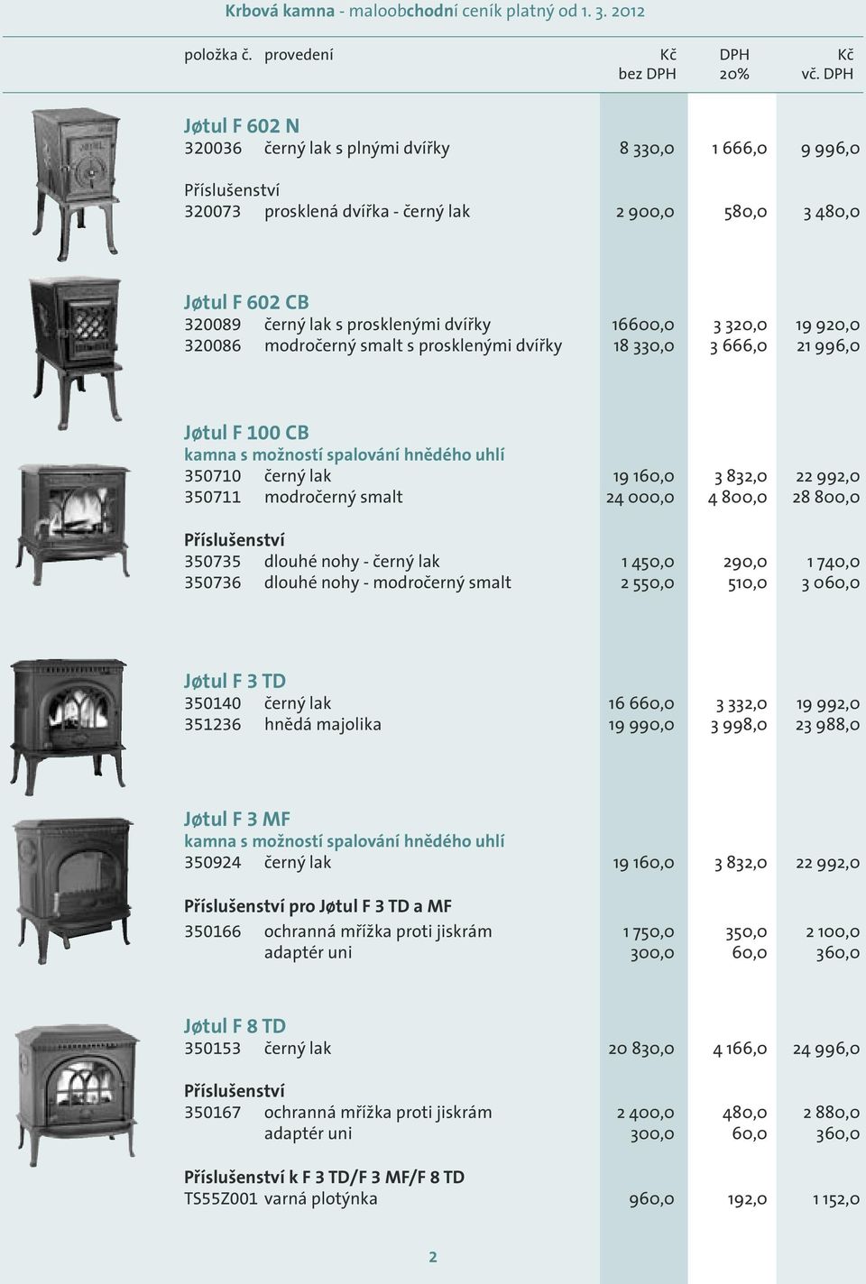 320,0 19 920,0 320086 modročerný smalt s prosklenými dvířky 18 330,0 3 666,0 21 996,0 Jśtul F 100 CB kamna s možností spalování hnědého uhlí 350710 černý lak 19 160,0 3 832,0 22 992,0 350711
