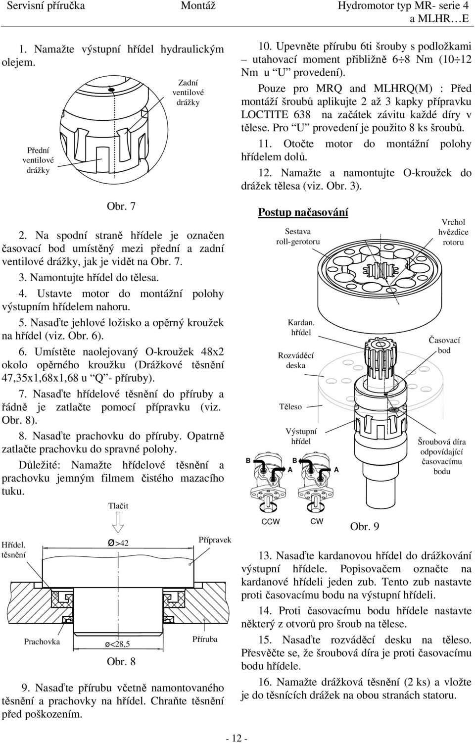 Nasaďte jehlové a opěrný na (viz. Obr. 6). 6. Umístěte naolejovaný 48х2 okolo opěrného kroužku (Drážkové 47,35x1,68x1,68 u Q - příruby). 7.