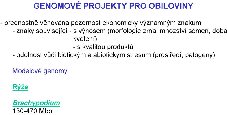 semen, doba kvetení) - s kvalitou produktů - odolnost vůči biotickým a