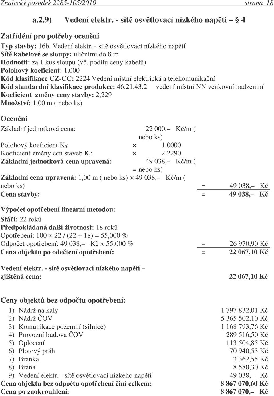 2 vedení místní NN venkovní nadzemní Koeficient zm ny ceny stavby: 2,229 Množství: 1,00 m ( nebo ks) Základní jednotková cena: 22 000, K /m ( nebo ks) Koeficient zm ny cen staveb K i : 2,2290