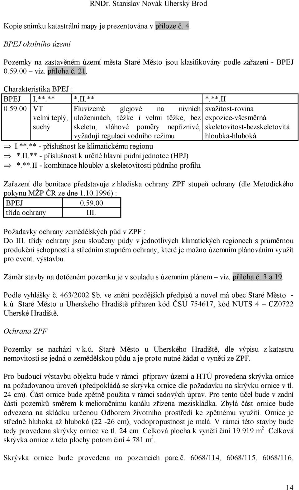 00 VT Fluvizemě glejové na nivních svažitost-rovina velmi teplý, uloženinách, těžké i velmi těžké, bez expozice-všesměrná suchý skeletu, vláhové poměry nepříznivé, skeletovitost-bezskeletovitá