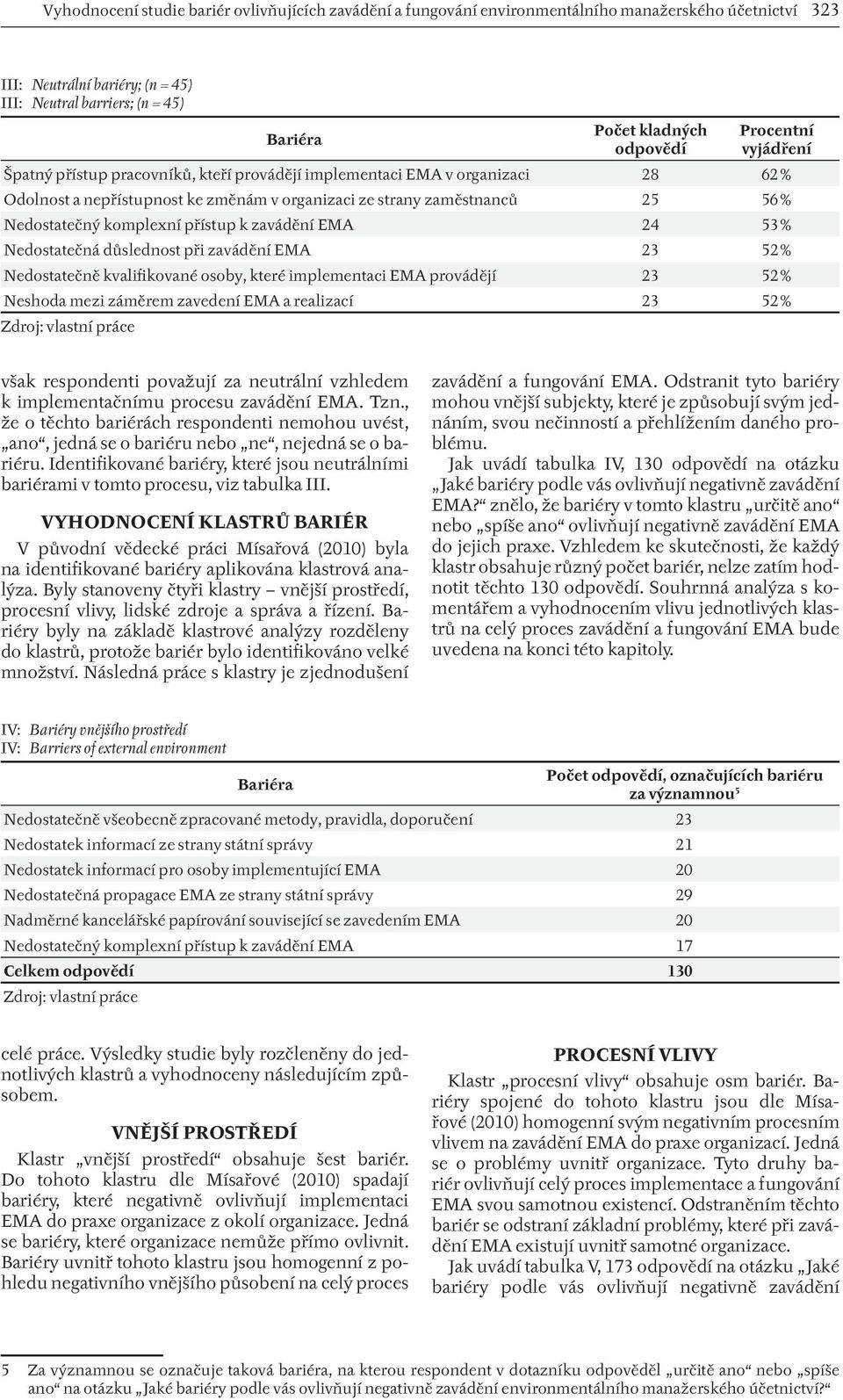 komplexní přístup k zavádění EMA 24 53 % Nedostatečná důslednost při zavádění EMA 23 52 % Nedostatečně kvalifikované osoby, které implementaci EMA provádějí 23 52 % Neshoda mezi záměrem zavedení EMA