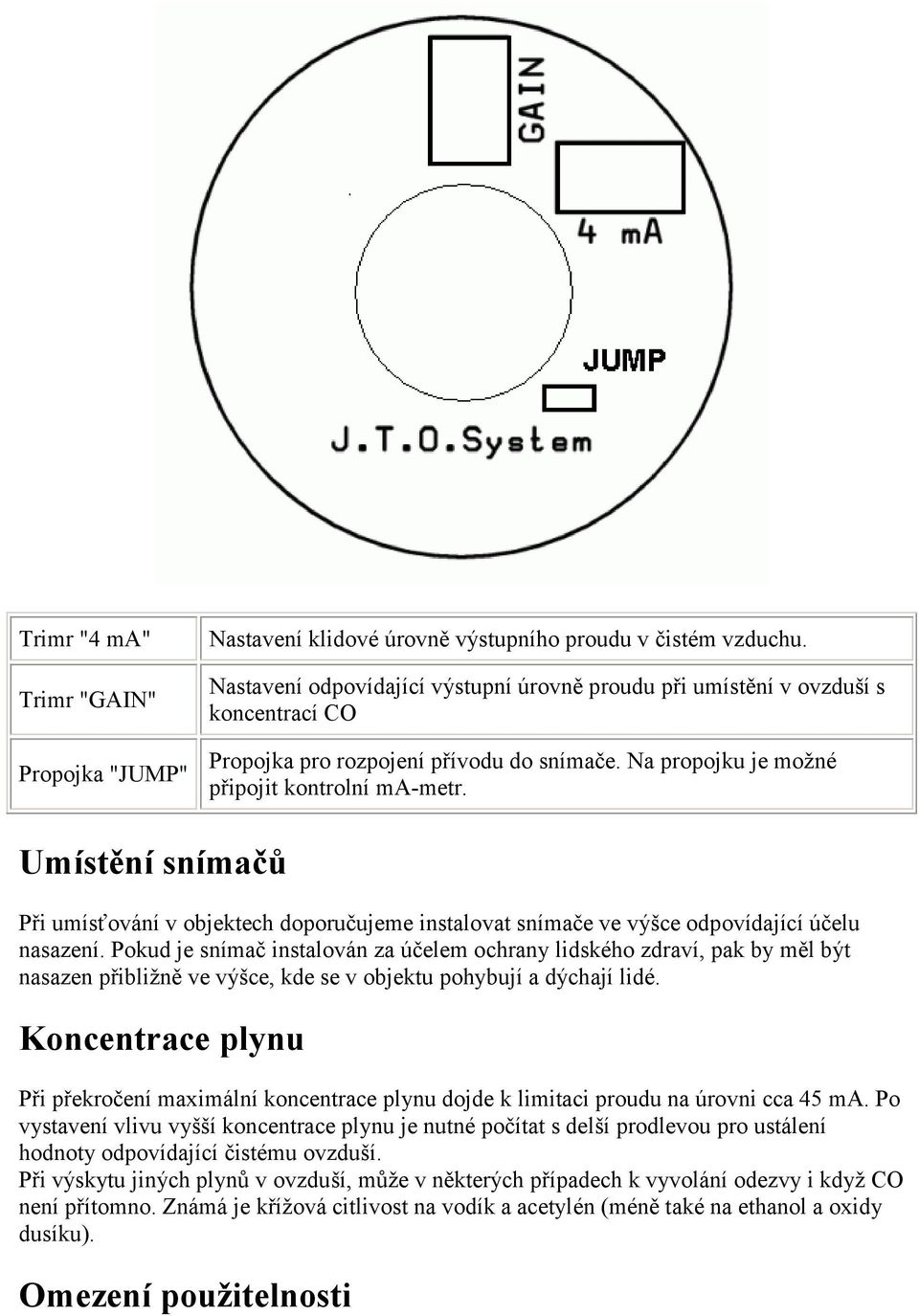 Umístění snímačů Při umísťování v objektech doporučujeme instalovat snímače ve výšce odpovídající účelu nasazení.