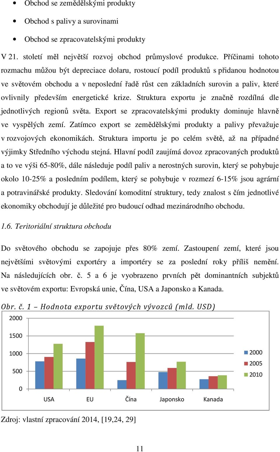 především energetické krize. Struktura exportu je značně rozdílná dle jednotlivých regionů světa. Export se zpracovatelskými produkty dominuje hlavně ve vyspělých zemí.