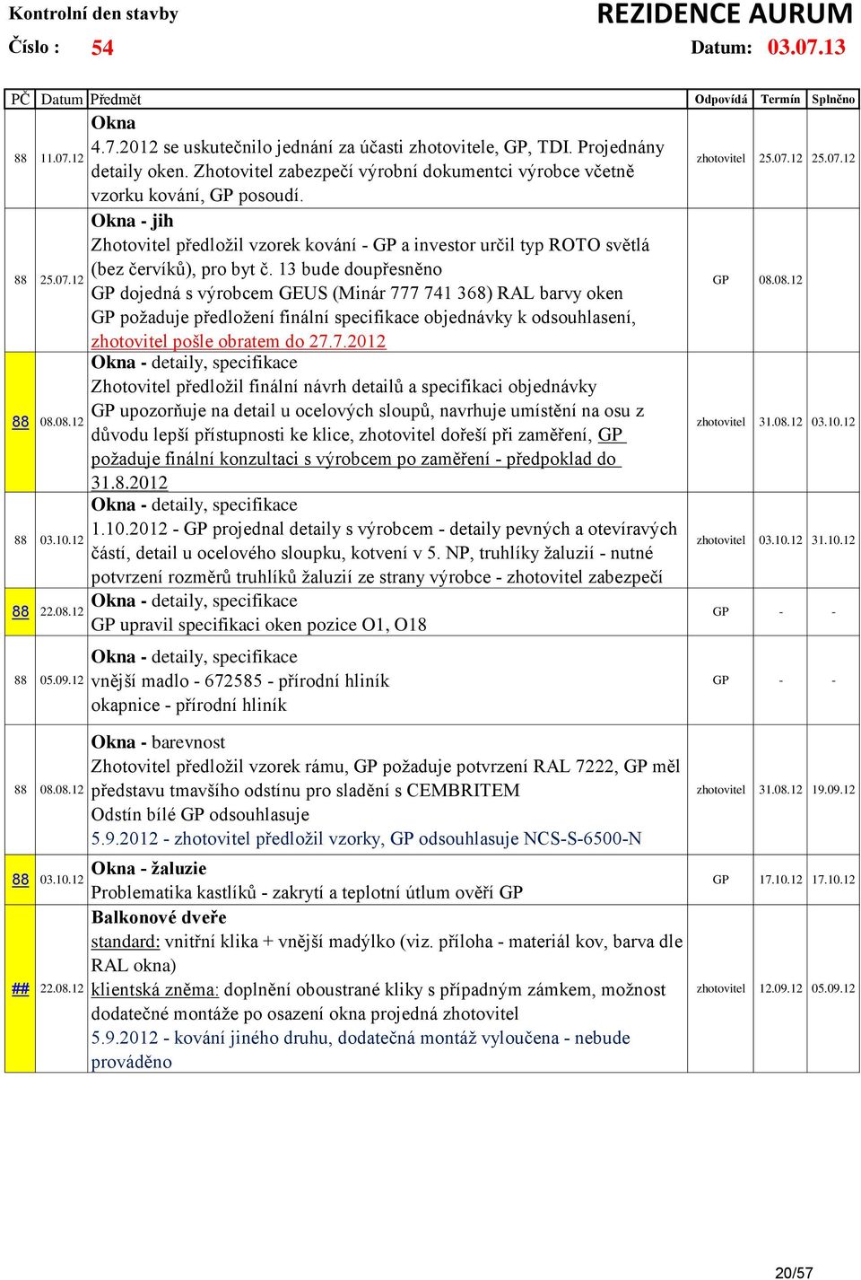 13 bude doupřesněno GP dojedná s výrobcem GEUS (Minár 77