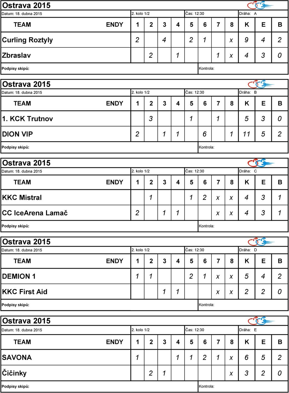 kolo 1/2 Čas: 12:30 Dráha: C KKC Mistral 1 1 2 x x 4 3 1 CC IceArena Lamač 2 1 1 x x 4 3 1 2.