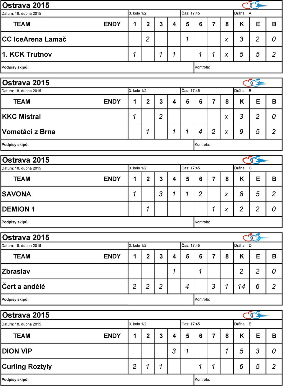 kolo 1/2 Čas: 17:45 Dráha: C SAVONA 1 3 1 1 2 x 8 5 2 DEMION 1 1 1 x 2 2 0 3.