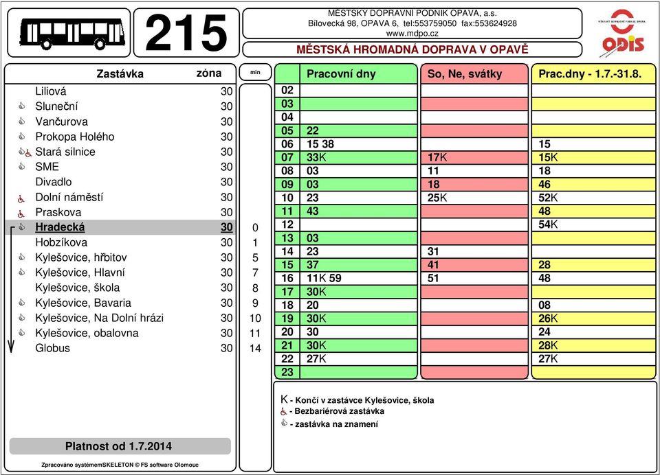 Bílovecká 98, OPAVA 6, tel:55759 fax:55698 8 K 7