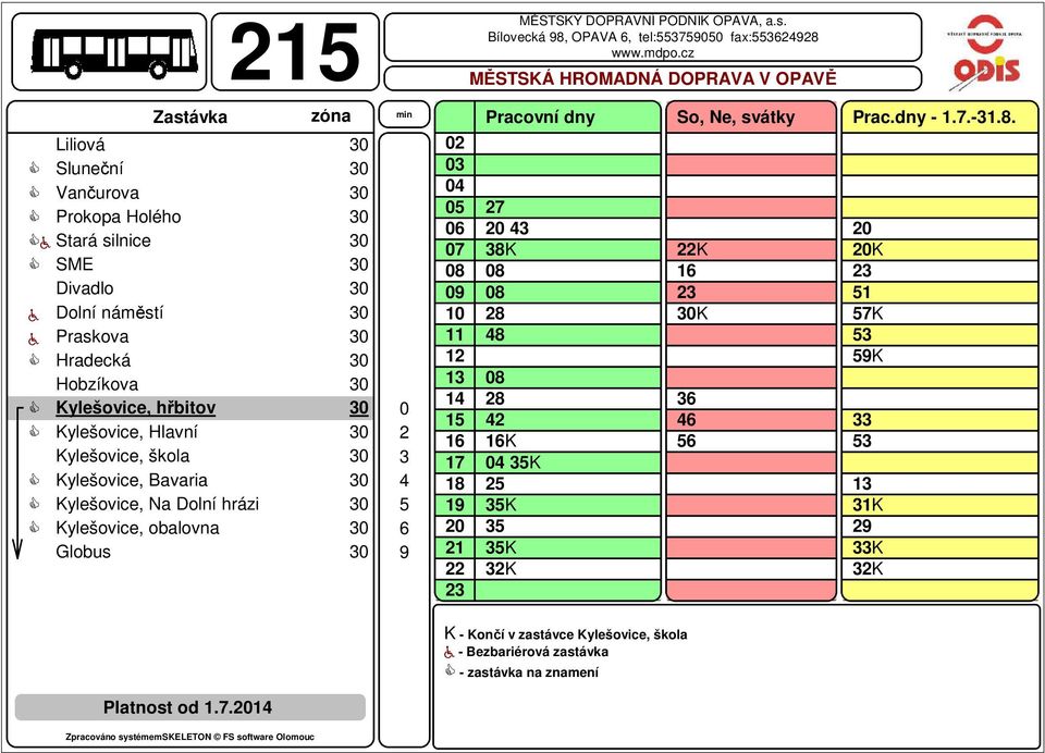 98, OPAVA 6, tel:55759 fax:55698 7 8K 8 8 K 5K 5 5K