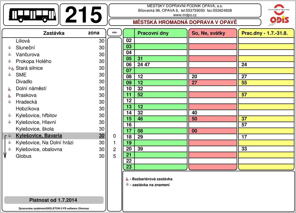 Hlavní 5 Bílovecká 98, OPAVA 6, tel:55759