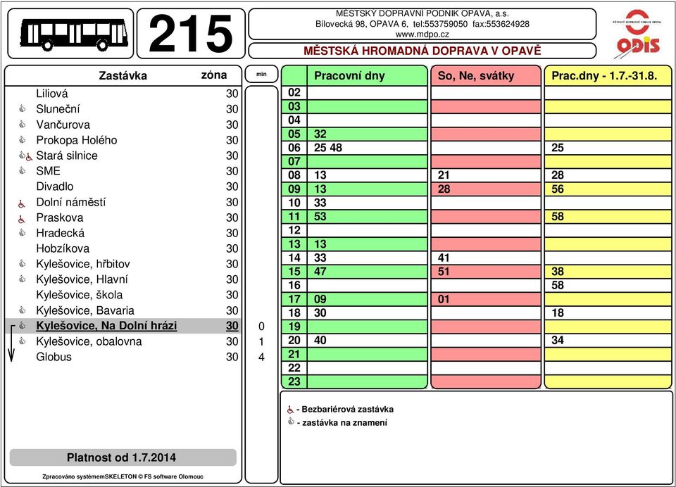 Hlavní Bílovecká 98, OPAVA 6, tel:55759