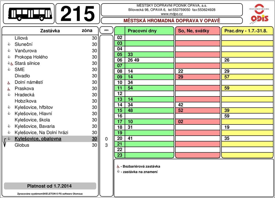 Hlavní Bílovecká 98, OPAVA 6, tel:55759