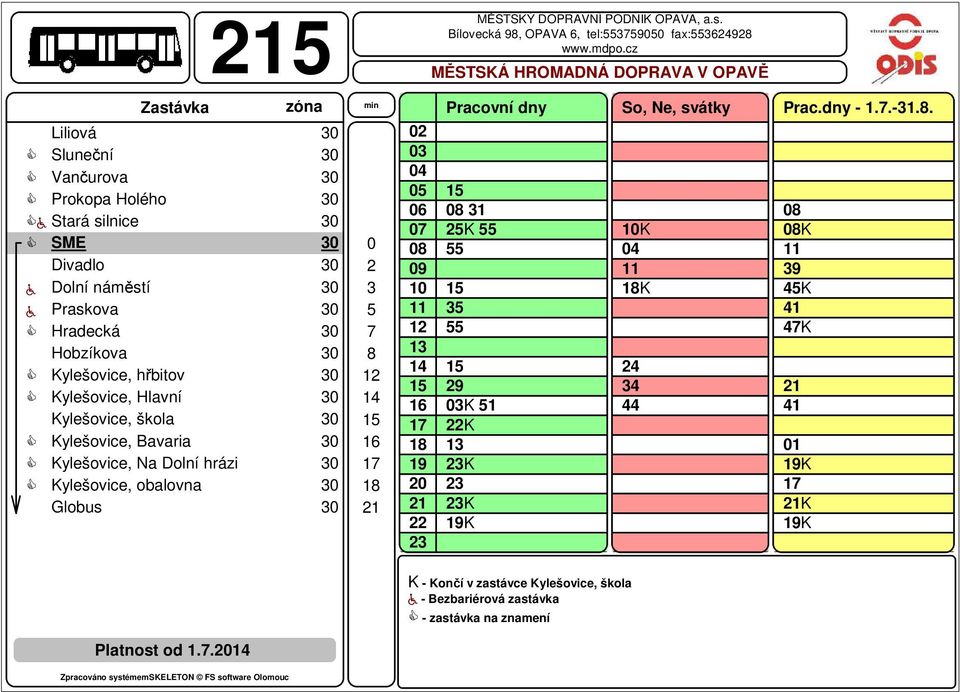 Bílovecká 98, OPAVA 6, tel:55759 fax:55698 5K 55