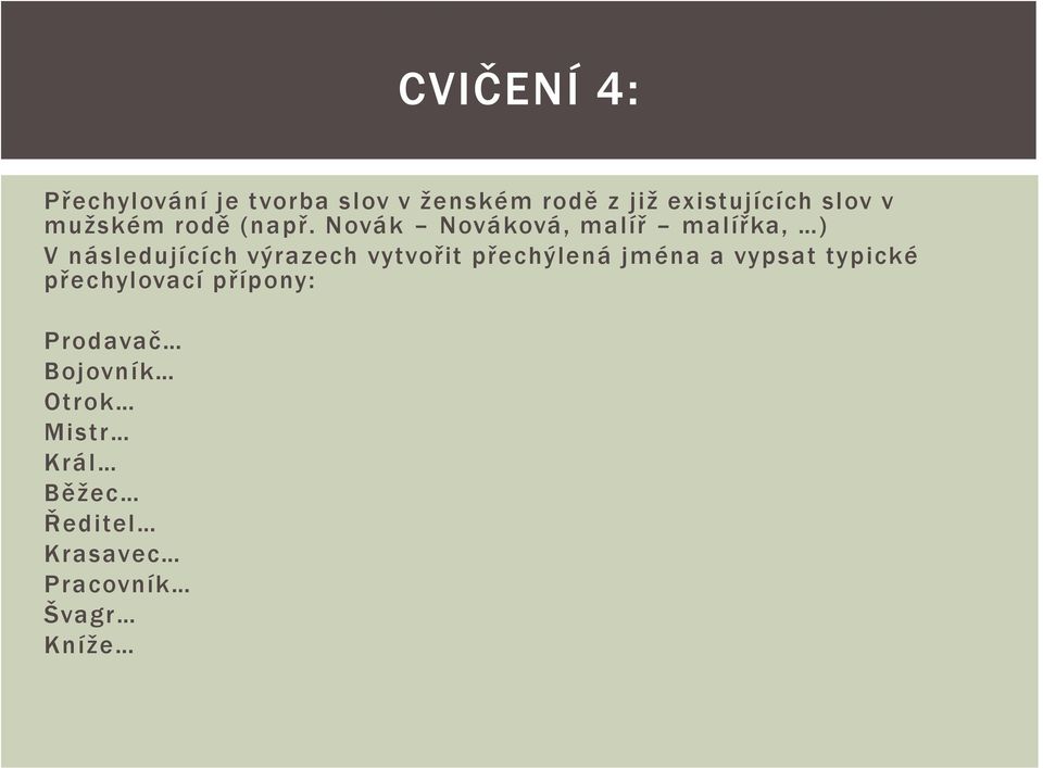 Novák Nováková, malíř malířka, ) V následujících výrazech vytvořit