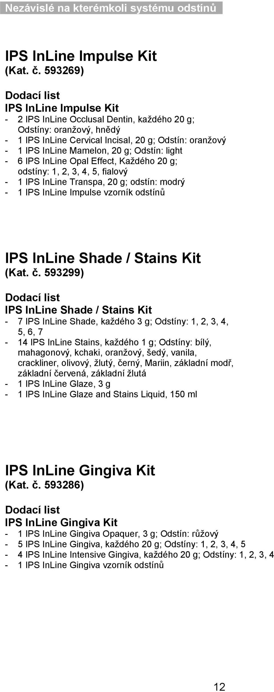 Odstín: light - 6 IPS InLine Opal Effect, Každého 20 g; odstíny: 1, 2, 3, 4, 5, fialový - 1 IPS InLine Transpa, 20 g; odstín: modrý - 1 IPS InLine Impulse vzorník odstínů IPS InLine Shade / Stains