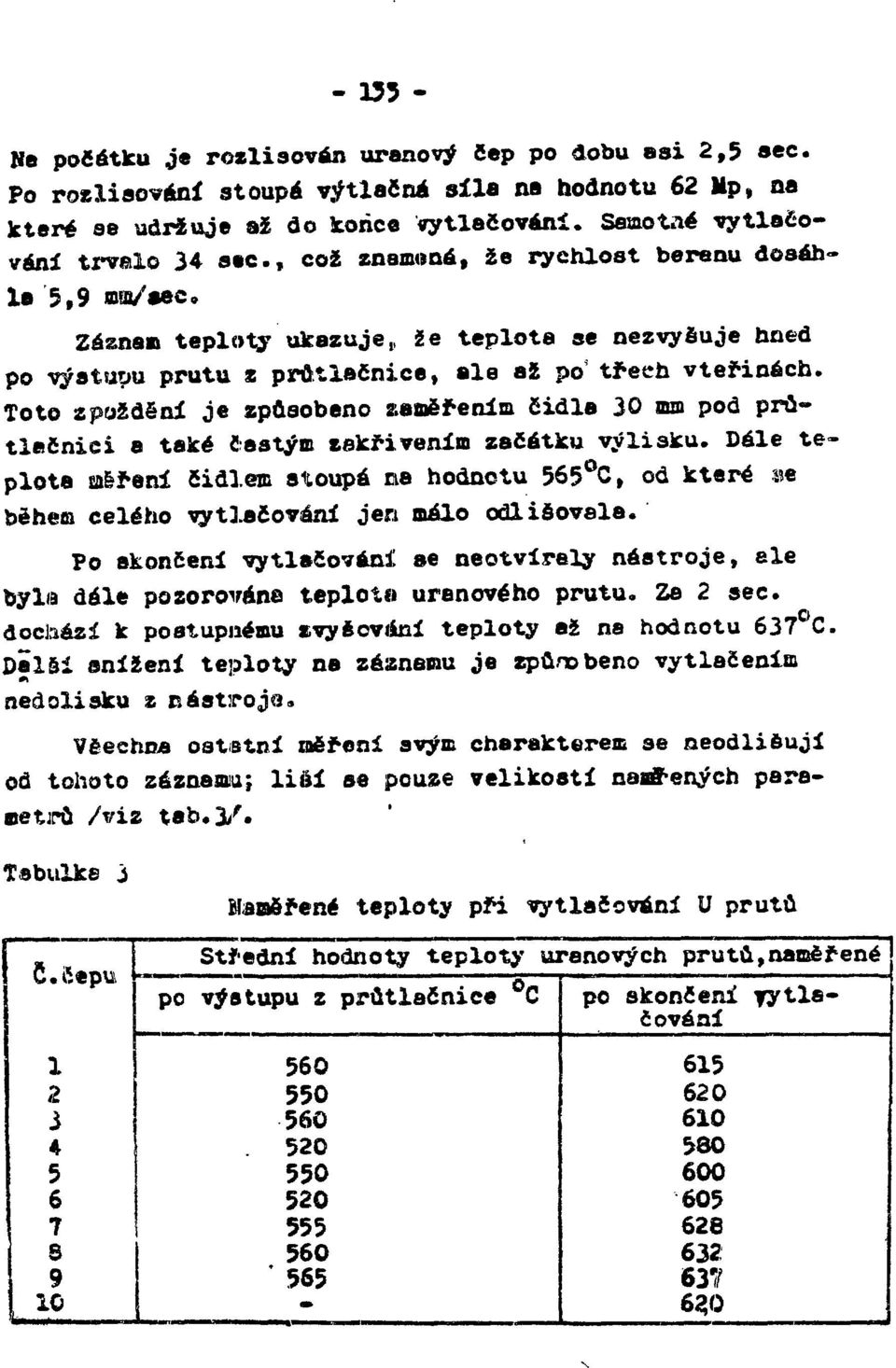 Toto zpoždění je způsobeno zaměřením čdla 30 mm pod průtlačne a také častým zakřvením začátku výlsku.