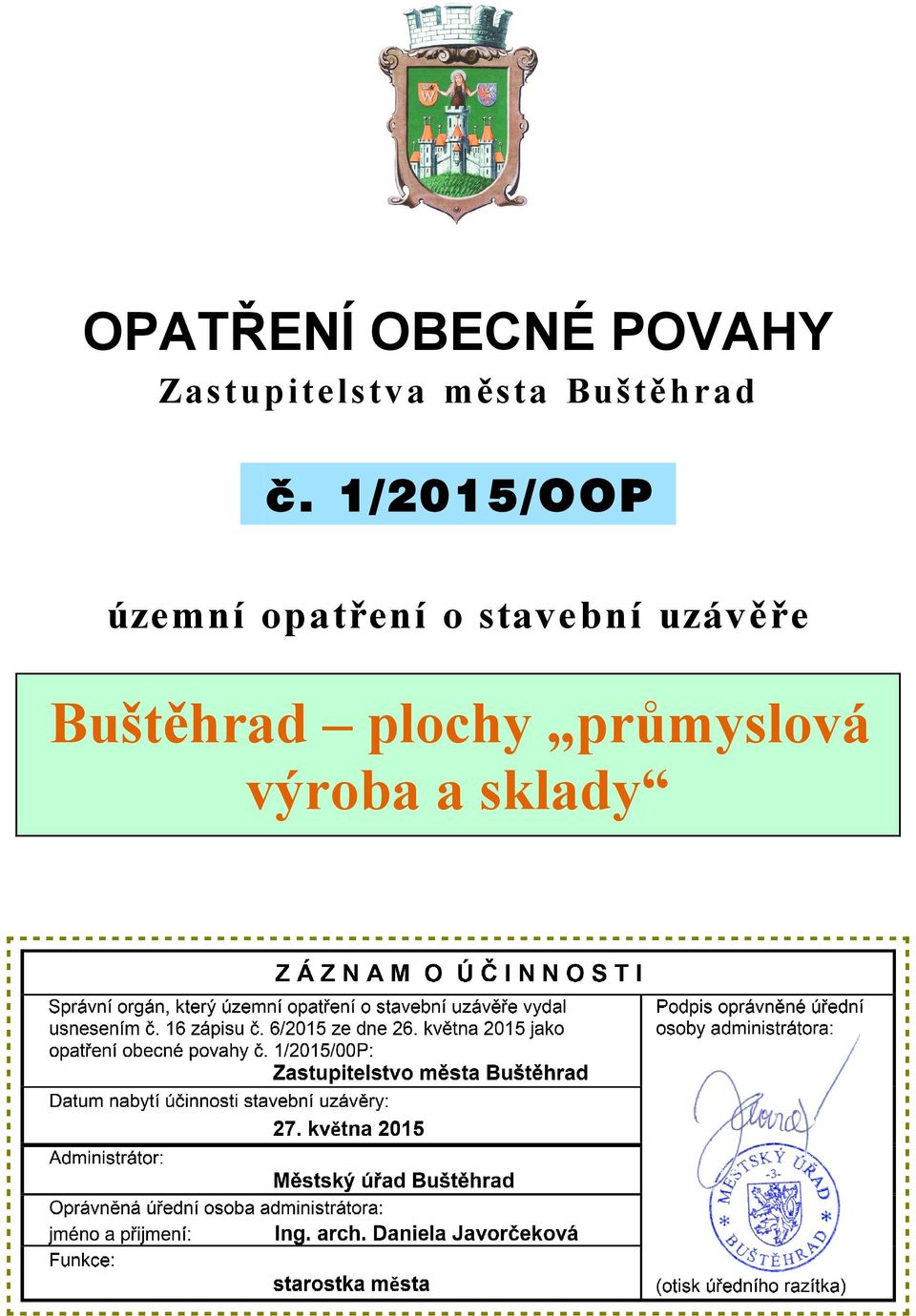 1/2015/OOP územní opatření o