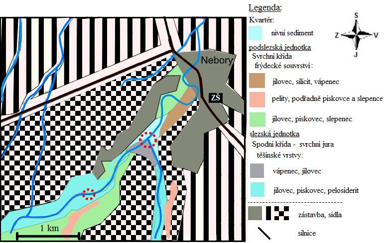 6. 3. Nebory Lokalita se nachází 950 m jjz. od základní školy v obci Nebory, u soutoku Neborůvky s bezejmenným potokem (obr. 14). Obr.