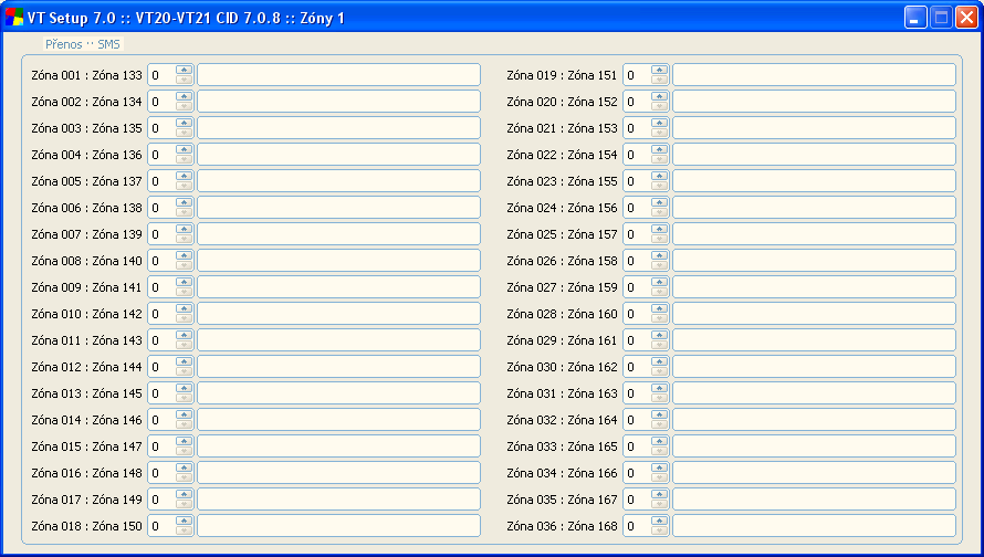 Pager VT 21 manuál 13.4.2 Programovací tabulka Systém pro formát ACID V této tabulce zadáváte název pro prvních 32 uživatelů, poruchu, obnovu, 32 podsystémů a 4 objekty.