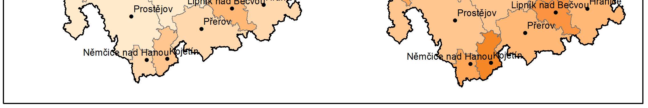 8.2 Mapové přílohy 8.2.1 Migrační saldo a index stáří ve správních obvodech POÚ Olomouckého kraje Poznámka: Index stáří zde uvádí