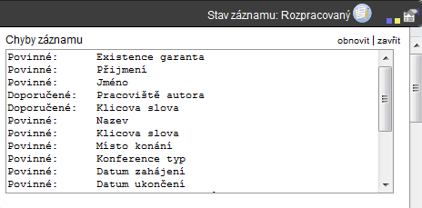 Odkazy Sekce je určena k vložení odkazů na publikaci na internetu, např. v archivu časopisu. Přidat odkaz: Nový řádek pro vložení odkazu přidáte stisknutím tlačítka Přidat odkaz.