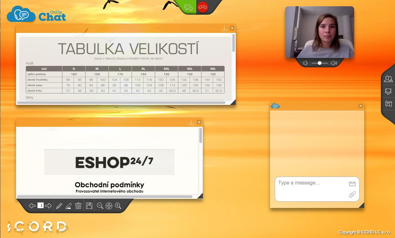 Audio/Video hovor Z textového chatu je možné spojit se video hovorem.