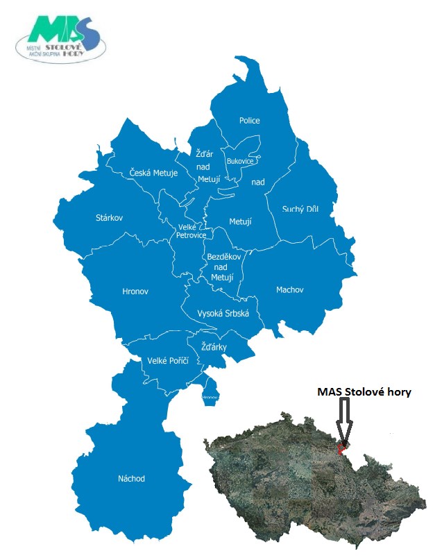 5 Analytická část 5.1 Popis území MAS Stolové Hory se rozkládá v Královéhradeckém kraji na území okresu Náchod podél státní hranice s Polskem.