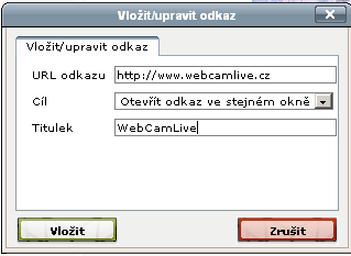 Editor článku Adresa dokumentu v internetu ve formátu URL Jak bude odkaz