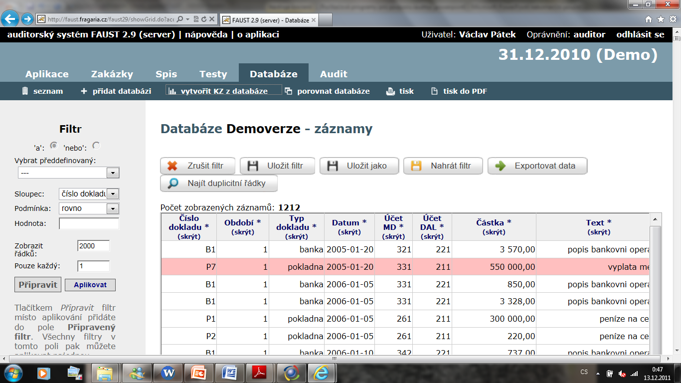 Obrázek 39 - Faust - Modul databáze 5.3.4.2.