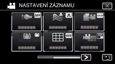 Menu nastavení Ovládání menu 0 HLAVNÍ NABÍDKA: Menu, které obsahuje všechny položky týkající se video záznamu, záznamu statických snímků a režimů přehrávání videa a statických snímků Ovládání