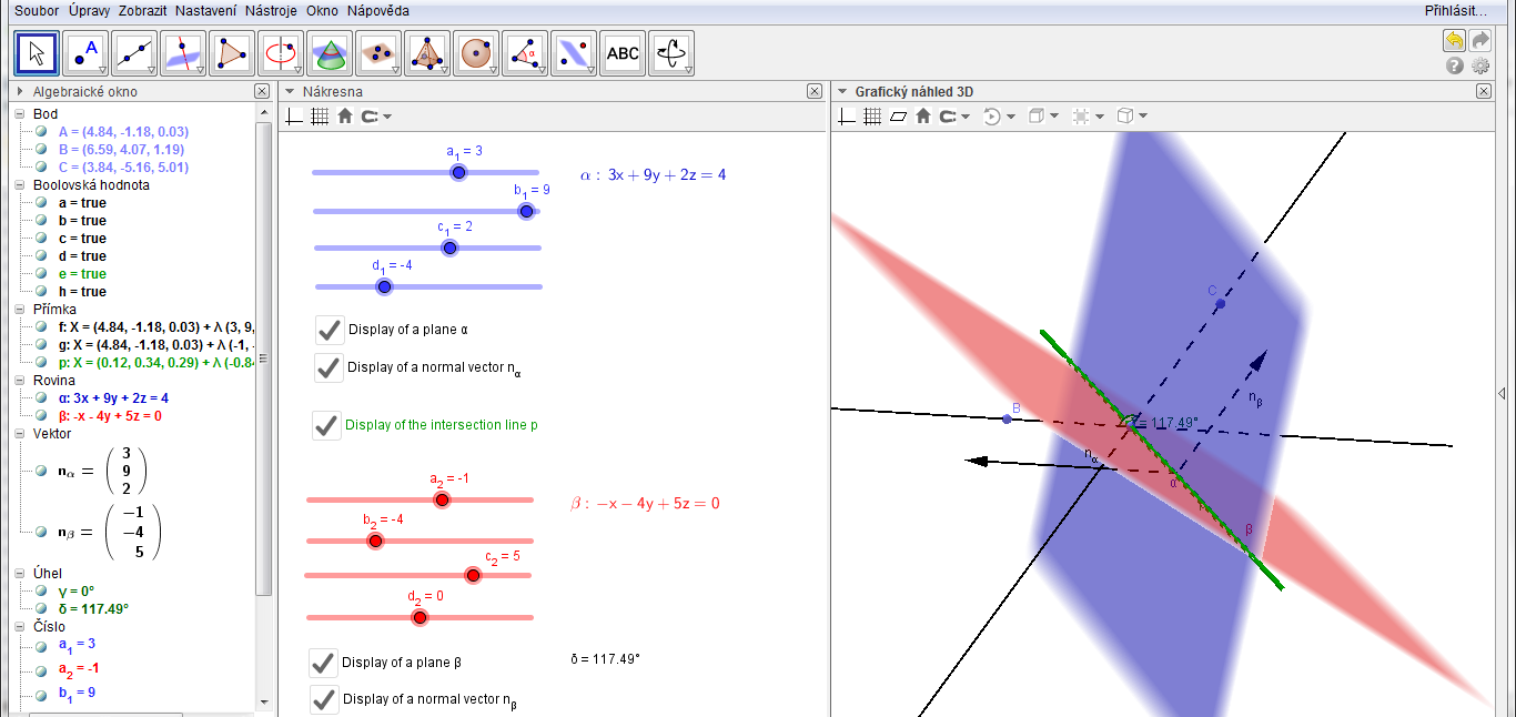 základních stereometrických úloh týkajících se axiomatické výstavby stereometrie (viz úloha 2.3.