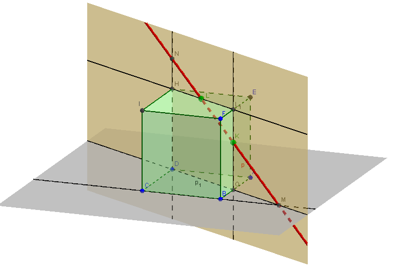 Úloha 2.3.3: obr. 25. Určete průsečíky přímky p = MN s povrchem dané krychle ABCDEFGH. Zadání viz Obr.