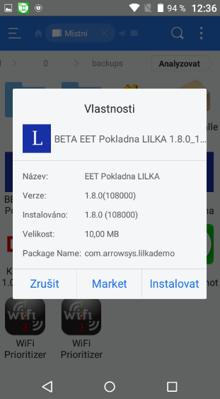 Najdeme APK soubor aplikace kterou chceme instalovat a klikneme na její ikonu.