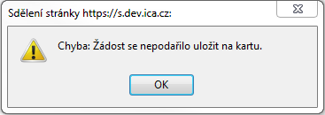 Poté co je privátní klíč vytvořen, jste vyzváni k zadání PINu k vaší kartě. Pokud jste zvolili, že žádost má být uložena na kartu, jste informování o výsledku uložení.