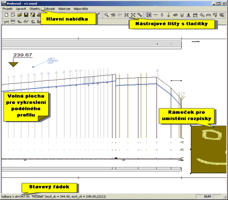 2 Popis prostředí programu Ovládání programu se děje ze základního prostředí aplikace pomocí roletové nabídky, nebo v některých případech pomocí tlačítek nástrojové lišty, které mají stejný význam