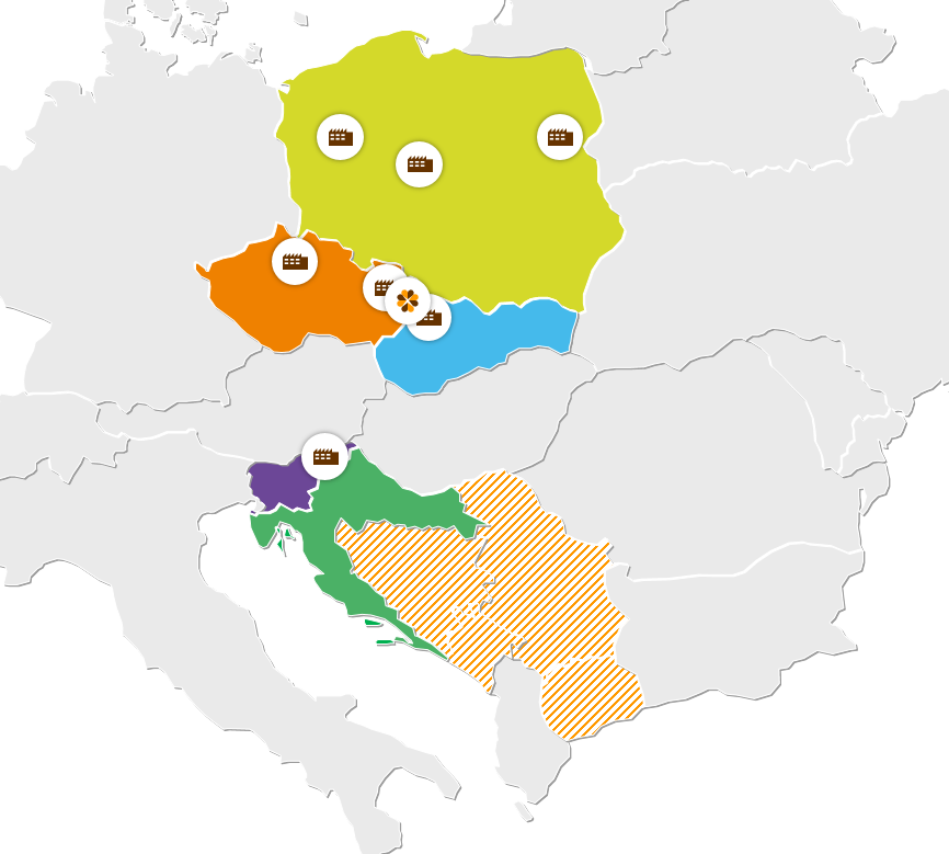 Klíčové informace o skupině Kofola Hlavní finanční ukazatele [mczk] Tržby po segmentech % Sycené nápoje 1 598,6 46% Vody 948,4 27% Sirupy 375,0 11% Nesycené nápoje 289,1 8% Ostatní 293,3 8% Celkem 3