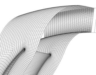 Obr. 8. Výpočetní síť pro CFD analýzu Simulace byly provedeny v prostředí ANSYS CFX, což je řešič pro počítačovou simulaci proudění metodou konečných objemů.