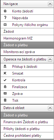 ~ 142 ~ Přístup k žádosti možnost nasdílení žádosti o platbu jinému uživateli, Smazat možnost smazat založenou žádost o platbu, Kontrola kontrola správného zadání všech povinných údajů v žádosti a