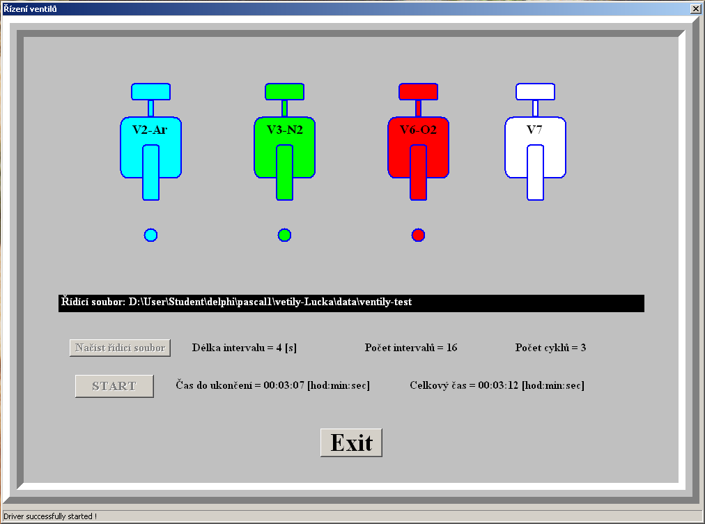 Popis autorizovaného software: Po spuštění programu se objeví vstupní stránka s datumem a časem. Po stisknutí startovacího tlačítka se objeví hlavní panel, viz následující obrázek.