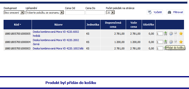 Nákupní Košík Zobrazení košíku Funkcí Zobrazit košík na Hlavní stránce se zobrazí nákupní košík se Zbožím z katalogu.