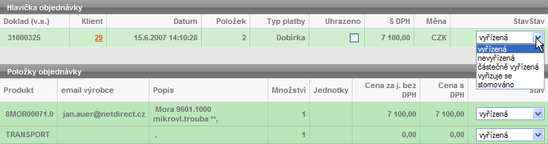 70 / 73 Také přímo na stránkách Vašeho obchodu se přihlášeným zákazníkům budou objednávky zobrazovat v přehledu objednávek podle toho, co zde nastavíte. 7. Shop Po editaci ať už zboží nebo jiné položky se jistě budete chtít přesvědčit, zda se editace ve Vašem obchodě bude správně zobrazovat.