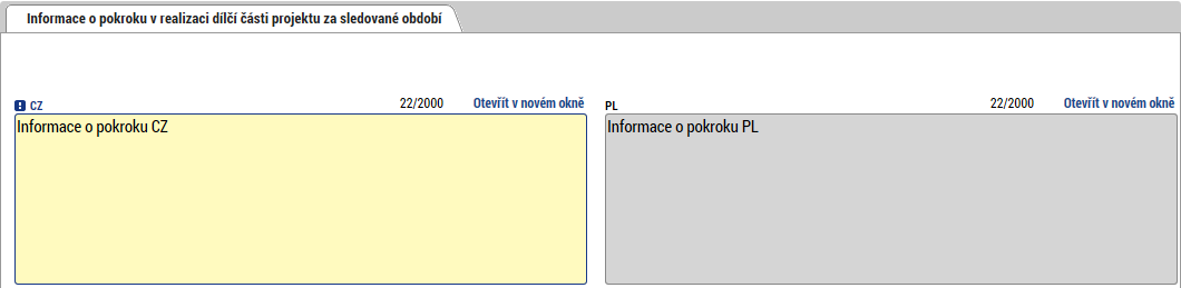 Na této záložce je možno popsat případné problémy, které se při realizaci vyskytují. Pomocí tlačítka Nový založíme záznam a v rámci něj poté popíšeme identifikaci problému, jeho popis a řešení.