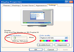 6 Klepněte na SETTINGS (NASTAVENÍ). 7 Nastavte POSUVNÍK na rozlišení1600 x 900. Windows ME/2000 Pro Windows ME/2000: 1 Klepněte na tlačítko START.