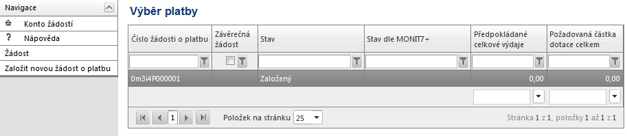 První žádost o platbu lze podat nejdříve 22 pracovních dní po podpisu Smlouvy o poskytnutí dotace.