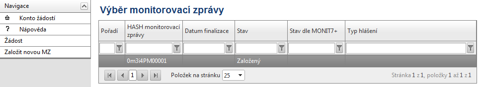 / hlášení. Další zprávu lze založit, pokud jsou všechny předchozí zprávy zpracovány v následném systému MONIT7+. znamená to, že MZ i ŽoP ještě nebyly administrovány (tj.